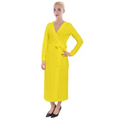 Bumblebee Yellow	 - 	velvet Maxi Wrap Dress by ColorfulDresses