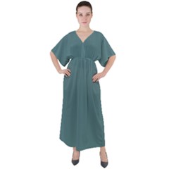 Beetle Green	 - 	v-neck Boho Style Maxi Dress by ColorfulDresses