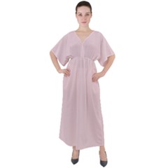 Queen Pink	 - 	v-neck Boho Style Maxi Dress by ColorfulDresses