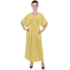 Mellow Yellow	 - 	v-neck Boho Style Maxi Dress by ColorfulDresses