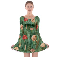 Fairycore Mushroom Long Sleeve Skater Dress by GardenOfOphir