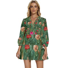 Fairycore Mushroom V-neck Placket Mini Dress by GardenOfOphir