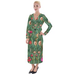 Fairycore Mushroom Velvet Maxi Wrap Dress by GardenOfOphir