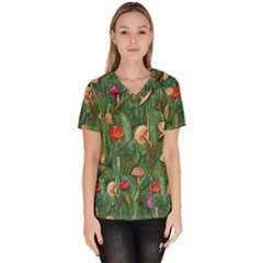 Fairycore Mushroom Women s V-neck Scrub Top by GardenOfOphir