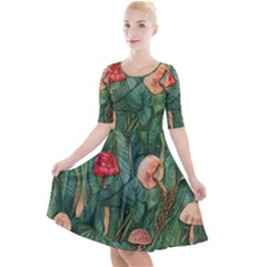 Fairycore Mushroom Quarter Sleeve A-line Dress by GardenOfOphir