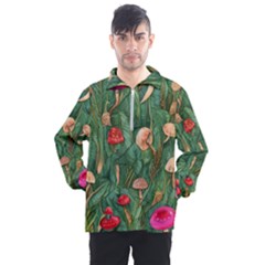 Fairycore Mushroom Men s Half Zip Pullover by GardenOfOphir