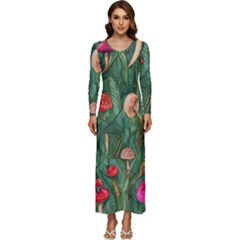 Fairycore Mushroom Long Sleeve Longline Maxi Dress by GardenOfOphir