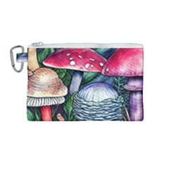 Foraging Mushroom Canvas Cosmetic Bag (medium) by GardenOfOphir