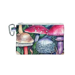 Foraging Mushroom Canvas Cosmetic Bag (small) by GardenOfOphir