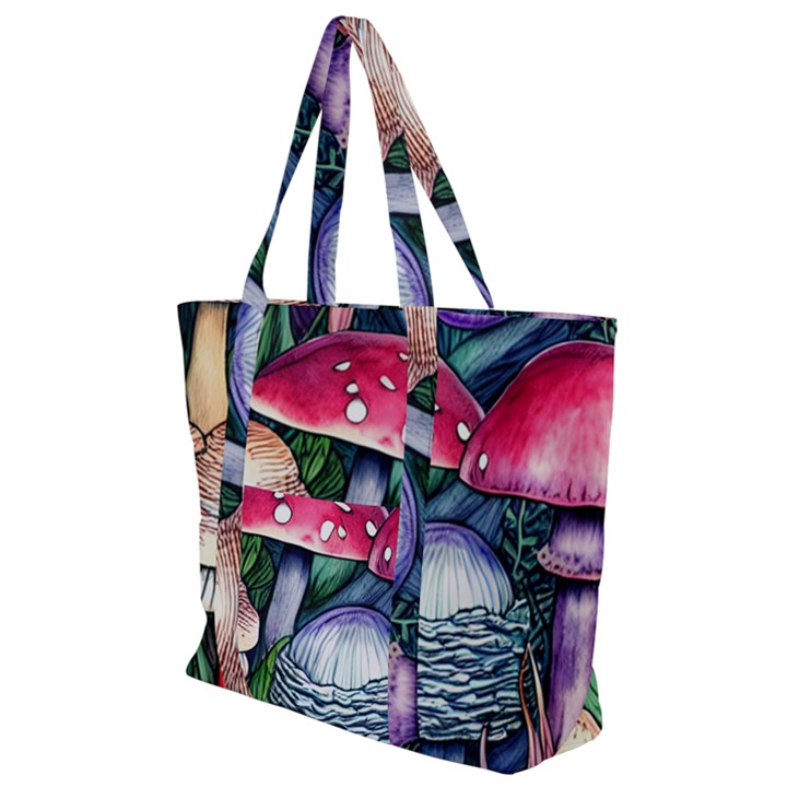 Foraging Mushroom Zip Up Canvas Bag