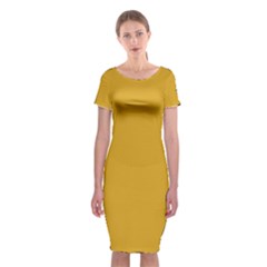 Goldenrod Orange	 - 	classic Short Sleeve Midi Dress by ColorfulDresses