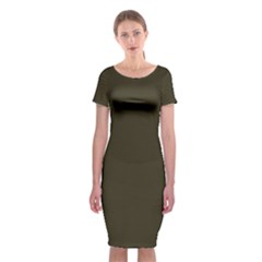 Dark Olive Drab	 - 	classic Short Sleeve Midi Dress by ColorfulDresses