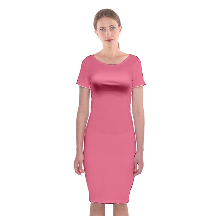 Rouge Pink	 - 	Classic Short Sleeve Midi Dress