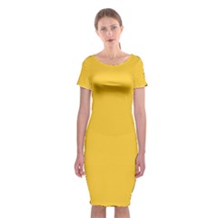 Sunglow Yellow	 - 	classic Short Sleeve Midi Dress by ColorfulDresses