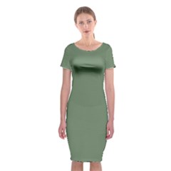 Dark Sage Green	 - 	classic Short Sleeve Midi Dress by ColorfulDresses