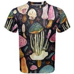 Natural Mushroom Men s Cotton Tee by GardenOfOphir