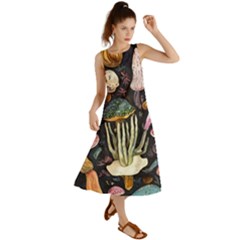 Natural Mushroom Summer Maxi Dress by GardenOfOphir