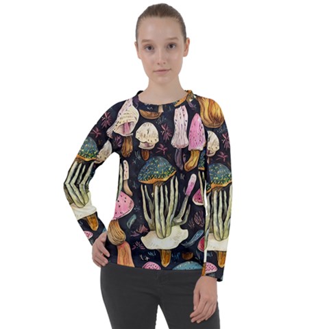 Natural Mushroom Women s Long Sleeve Raglan Tee by GardenOfOphir