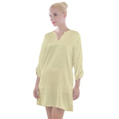 Lemon Chiffon Yellow	 - 	open Neck Shift Dress by ColorfulDresses