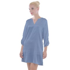 Serenity Blue	 - 	open Neck Shift Dress by ColorfulDresses