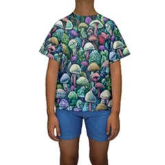 Mushroom Core Fairy Kids  Short Sleeve Swimwear by GardenOfOphir