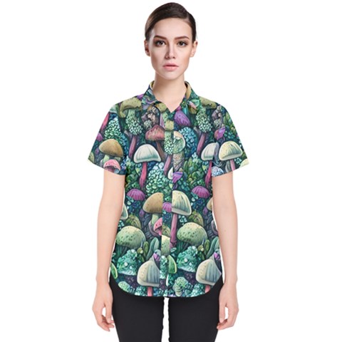 Mushroom Core Fairy Women s Short Sleeve Shirt by GardenOfOphir