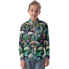 Mushroom Core Fairy Kids  Long Sleeve Shirt by GardenOfOphir