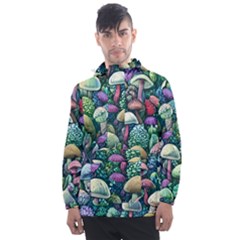 Mushroom Core Fairy Men s Front Pocket Pullover Windbreaker by GardenOfOphir