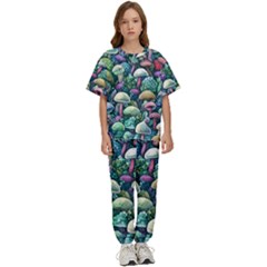 Mushroom Core Fairy Kids  Tee And Pants Sports Set by GardenOfOphir