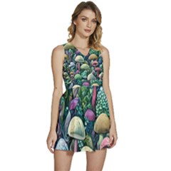 Mushroom Core Fairy Sleeveless High Waist Mini Dress by GardenOfOphir