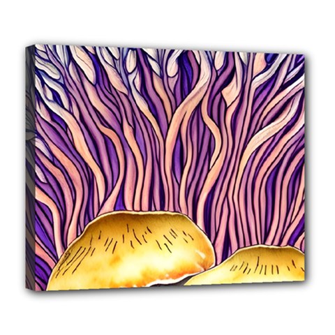 Flowery Garden Mushroom Deluxe Canvas 24  X 20  (stretched) by GardenOfOphir