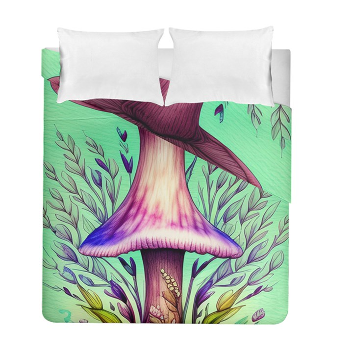 Tiny Witchy Mushroom Duvet Cover Double Side (Full/ Double Size)