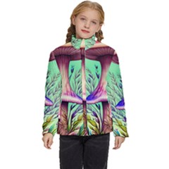 Tiny Witchy Mushroom Kids  Puffer Bubble Jacket Coat by GardenOfOphir