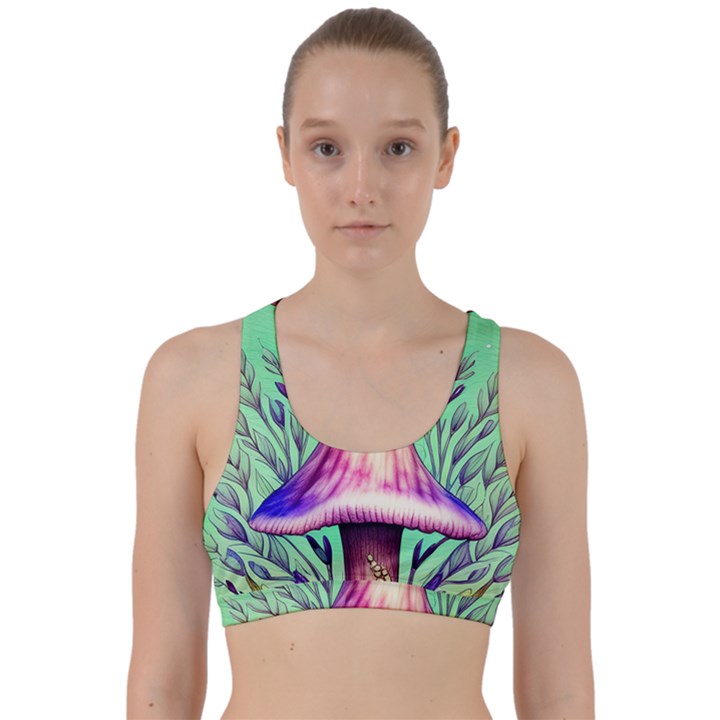 Tiny Witchy Mushroom Back Weave Sports Bra