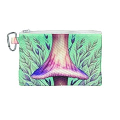 Tiny Witchy Mushroom Canvas Cosmetic Bag (medium) by GardenOfOphir