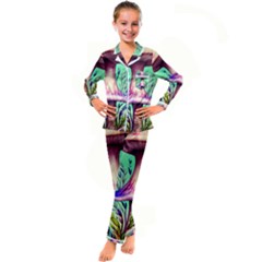 Tiny Witchy Mushroom Kid s Satin Long Sleeve Pajamas Set by GardenOfOphir