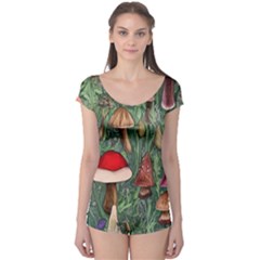 Fairycore Mushroom Forest Boyleg Leotard  by GardenOfOphir