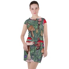 Fairycore Mushroom Forest Drawstring Hooded Dress by GardenOfOphir