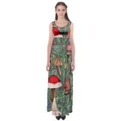 Fairycore Mushroom Forest Empire Waist Maxi Dress by GardenOfOphir