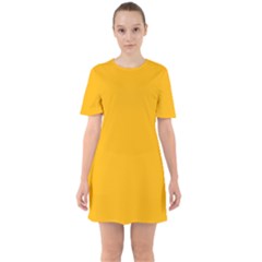 China Yellow	 - 	sixties Short Sleeve Mini Dress by ColorfulDresses