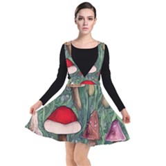 Fairycore Mushroom Forest Plunge Pinafore Dress by GardenOfOphir