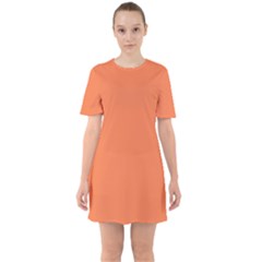 Mandarin Orange	 - 	sixties Short Sleeve Mini Dress