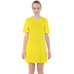 Bumblebee Yellow	 - 	sixties Short Sleeve Mini Dress by ColorfulDresses