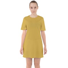 Lemon Curry Yellow	 - 	sixties Short Sleeve Mini Dress by ColorfulDresses