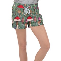 Fairycore Mushroom Forest Velour Lounge Shorts by GardenOfOphir