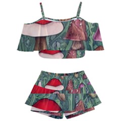 Fairycore Mushroom Forest Kids  Off Shoulder Skirt Bikini by GardenOfOphir