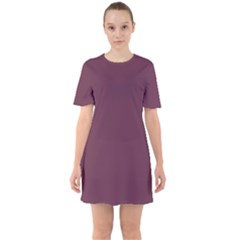 Old Mauve Purple	 - 	sixties Short Sleeve Mini Dress