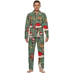 Fairycore Mushroom Forest Men s Long Sleeve Velvet Pocket Pajamas Set by GardenOfOphir