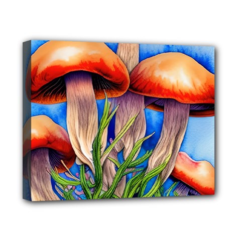 Garden Mushrooms In A Flowery Craft Canvas 10  X 8  (stretched) by GardenOfOphir