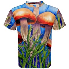 Garden Mushrooms In A Flowery Craft Men s Cotton Tee by GardenOfOphir